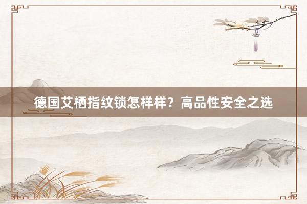 德国艾栖指纹锁怎样样？高品性安全之选
